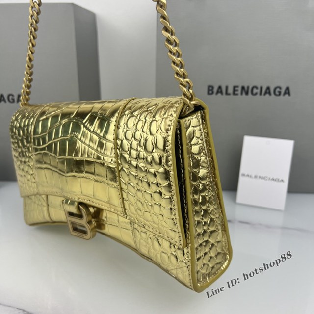 Balenciaga專櫃爆款鱷魚紋牛皮女包鏈條包 巴黎世家經典沙漏鏈條斜挎包 fyj1047